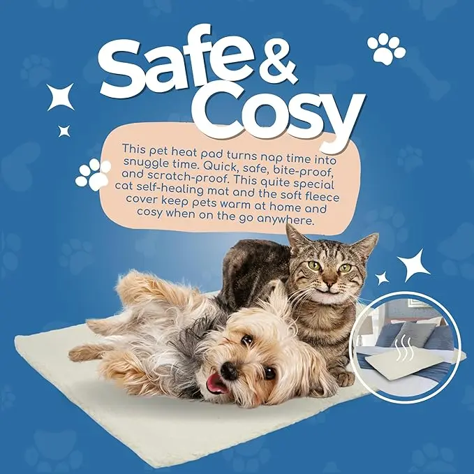 Fur & Bone heated cat bed, Self Heating Cat Mat | Cat Heat Pad, Pet Mat, Heat Pad, Cat Mat with Removable Cover, Self-Warming Thermal Pad | Heated Blanket, Cat Blankets for Indoor Cats, Pet Blanket 1