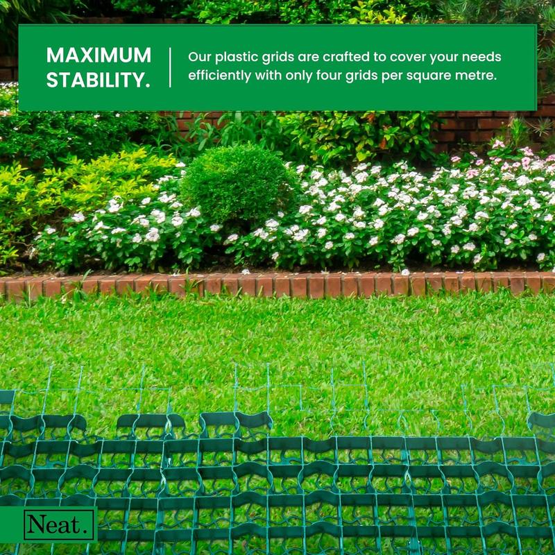 Neat Plastics Coloured Gravel/Grass Grid Paver Mat for Garden, Shed, Driveway, Turf, Lawn & Greenhouse Path Base - Durable Plastic Grid Available in Gravel Sand & Grass Green 6