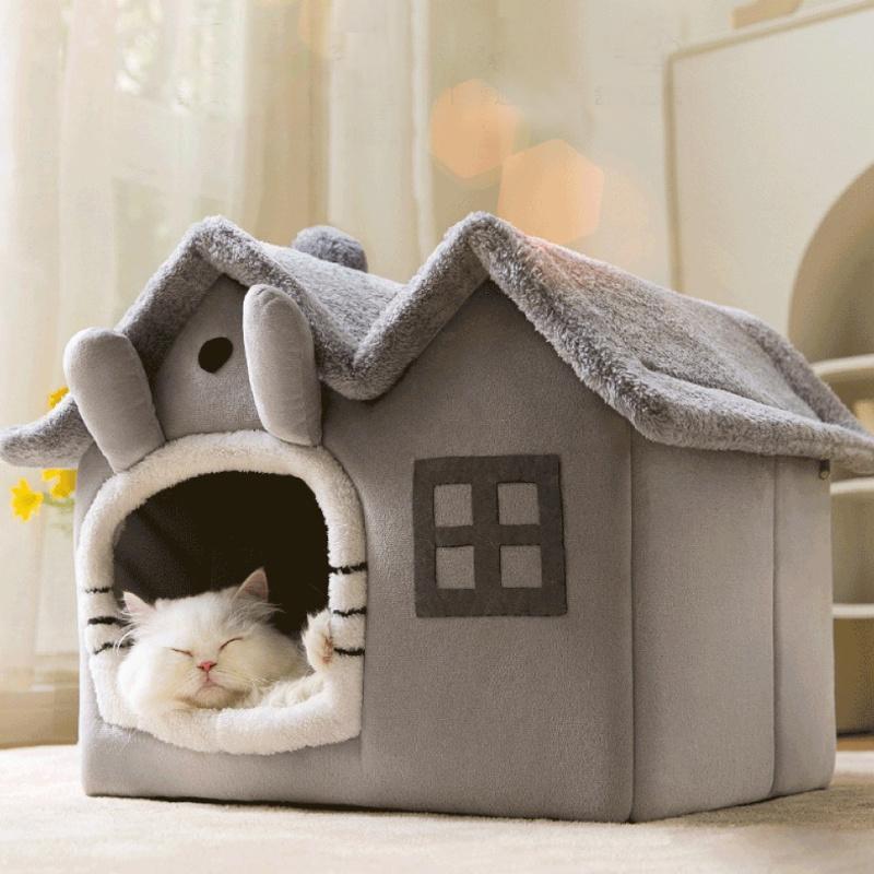 Product Introduction of Cat Pet Dog Warm House Cave Beds for Indoor Cats Cozy Wool Igloo Nest Kennel S-L 4