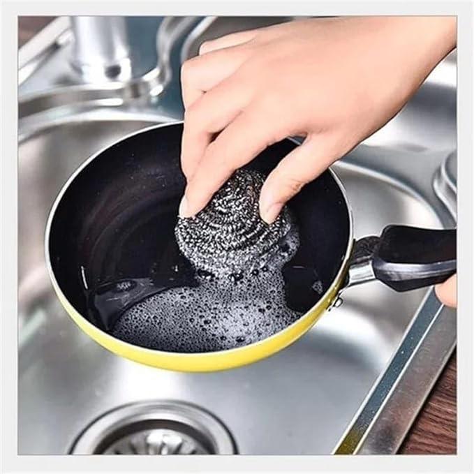 Stainless Steel Scourers, Steel Wool scrubbers Scouring Kitchen for Cleaning Non-Stick Metal Sponge Pan, 6 and 12 Pack 3