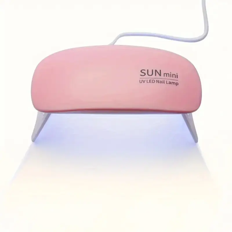 Portable Mini Nail Lamp with 6 UV/LED Beads - Pink & White, USB Powered, Foldable Design for Gel Polish Drying - Nail Art, Nail Care Cosmetic Cutics Manicure 0