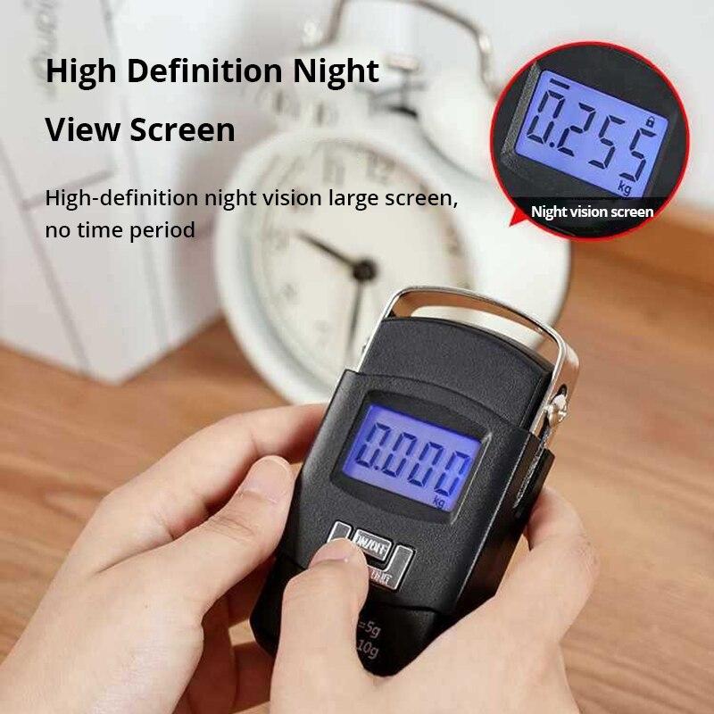 1pc Black 50kg Portable Electronic Portable Luggage Scale LCD Digital Display Screen Express Delivery Scale Hook Mini Scale 1