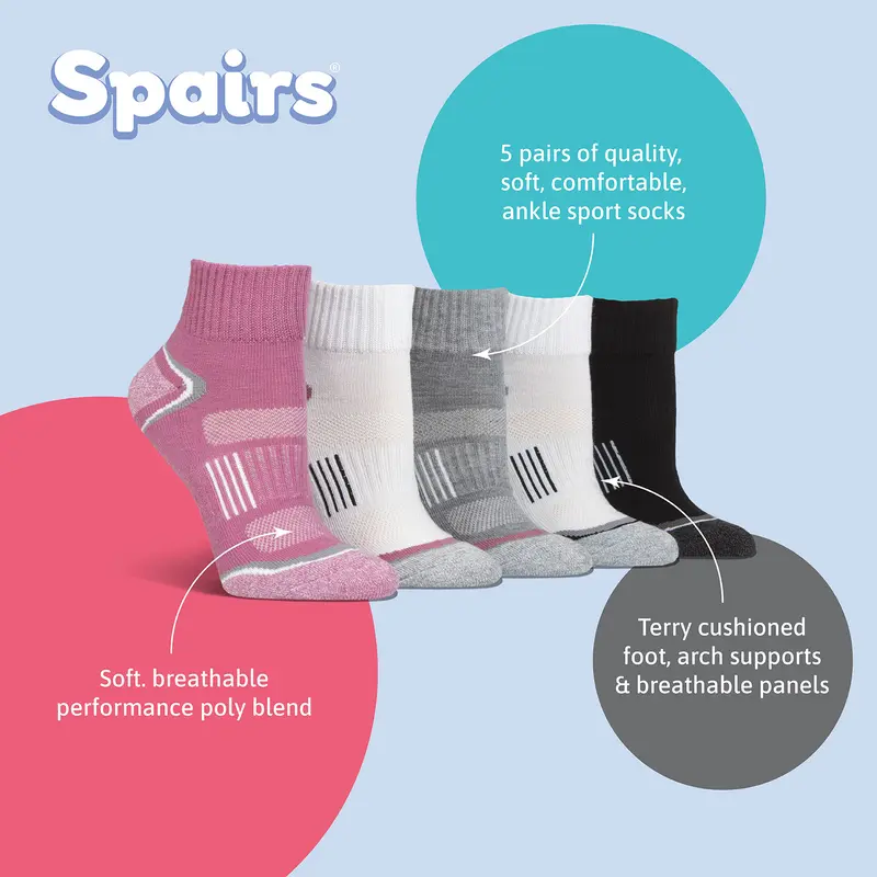 Spairs Ladies' 5 Pack Technical Ankle Sport Socks 2