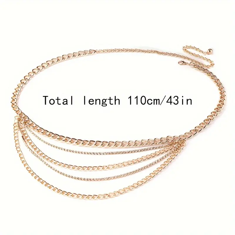 Chic Multi-Layer Rhinestone Tassel Waist Chain - Versatile Metal Body Jewelry for Women, Perfect for Casual Outings to Weddings & Parties, Geometric, Claw Chain 5