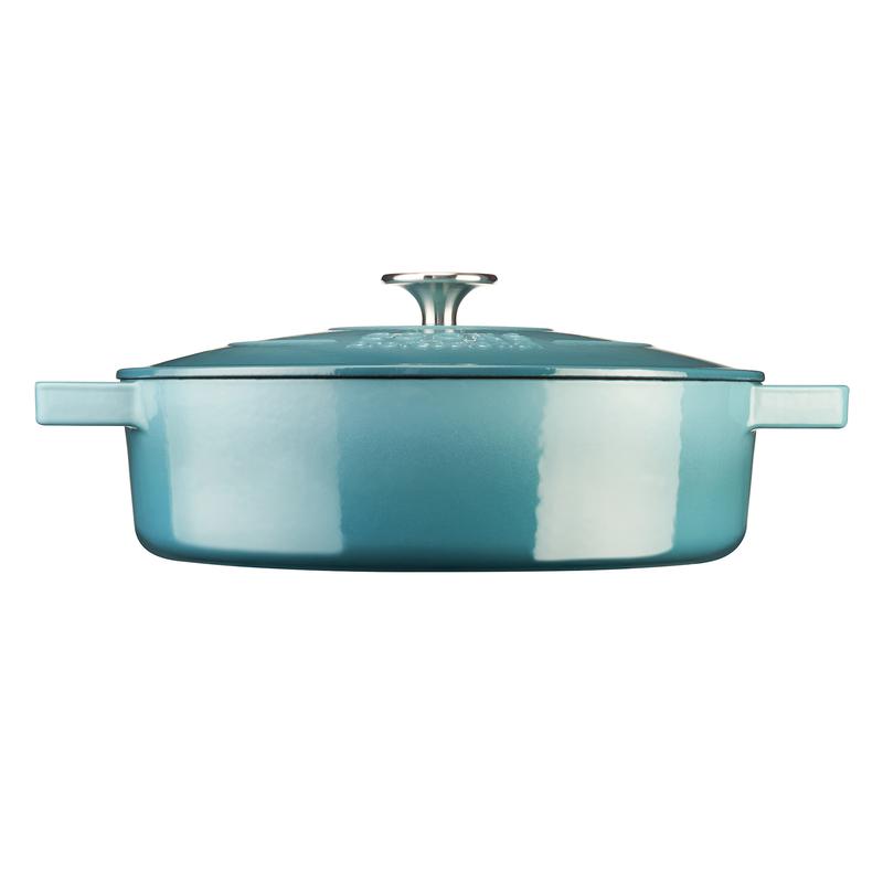 Cooks Professional Cast Iron Casserole Set of 3 | 20cm, 26cm & 28cm | Enamelled Inside & Out | Graduated Teal 6