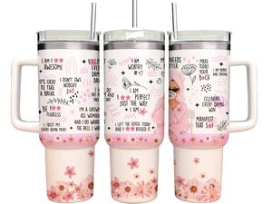 40oz Tumbler with straw- Sarcastic funny Affirmations - Gift for her vacuum flask drinking cup for hot and cold drinks