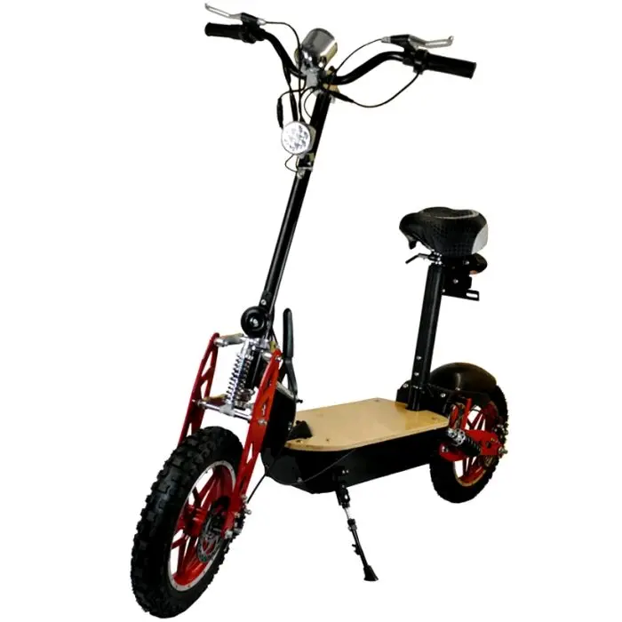 Foldable Large Off Road Wheel 1000W Electric Scooter With Padded Seat and Tool Kit - Rear Shocks