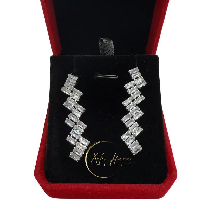 Crystal Zigzag Drop Earrings Cubic Zirconia Party Gift For Her Bridal Women Spring Summer 2025 3