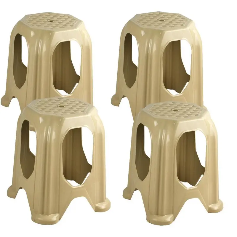 Large Plastic Sitting Stool Stackable Rattan Design 39 X 39 X 46.5Cm 6