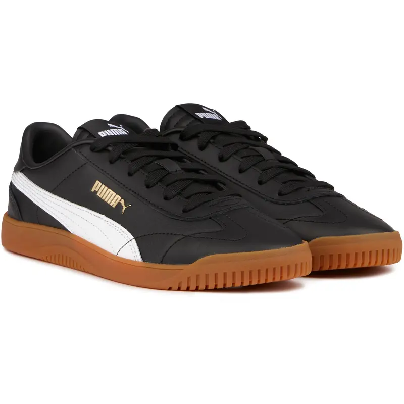 Puma Club Trainers - Black/White Leather Casual Trainers 1