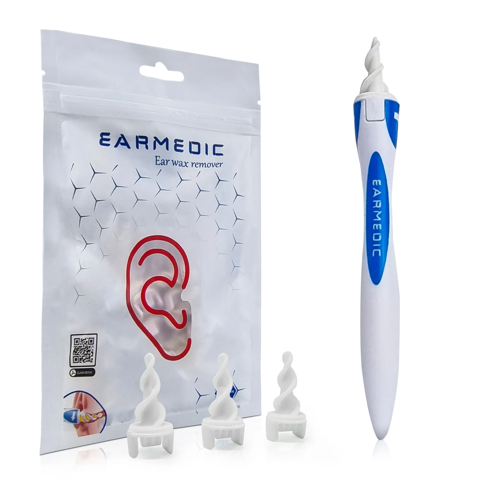 Ear Wax Remover Tool Safe Ear Cleaner Soft Spiral Earwax Removal Swab Q Grip Set Silicone ear  cleaner