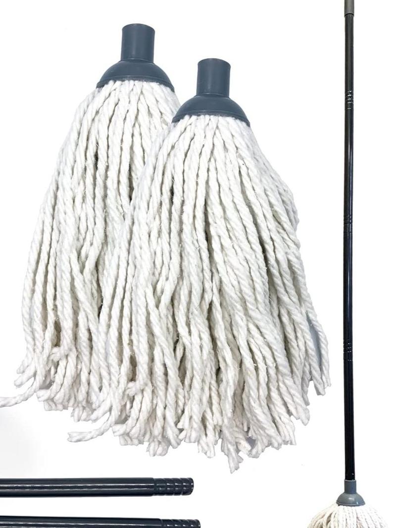 Product Introduction of Cotton Floor Mops Mop System with Super Absorbent Cotton Mop Head, 110cm Metal Mop Handle and Extra Mop Head Refill Effective Cleaning Mop For Home, Office and Commercial Use 0