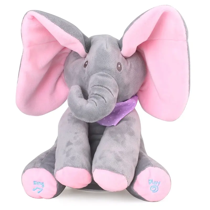 Peek-a-boo ,Singing Elephant Plush Toy with Moving Ears for Baby Gift - Cute Stuffed Animal 4