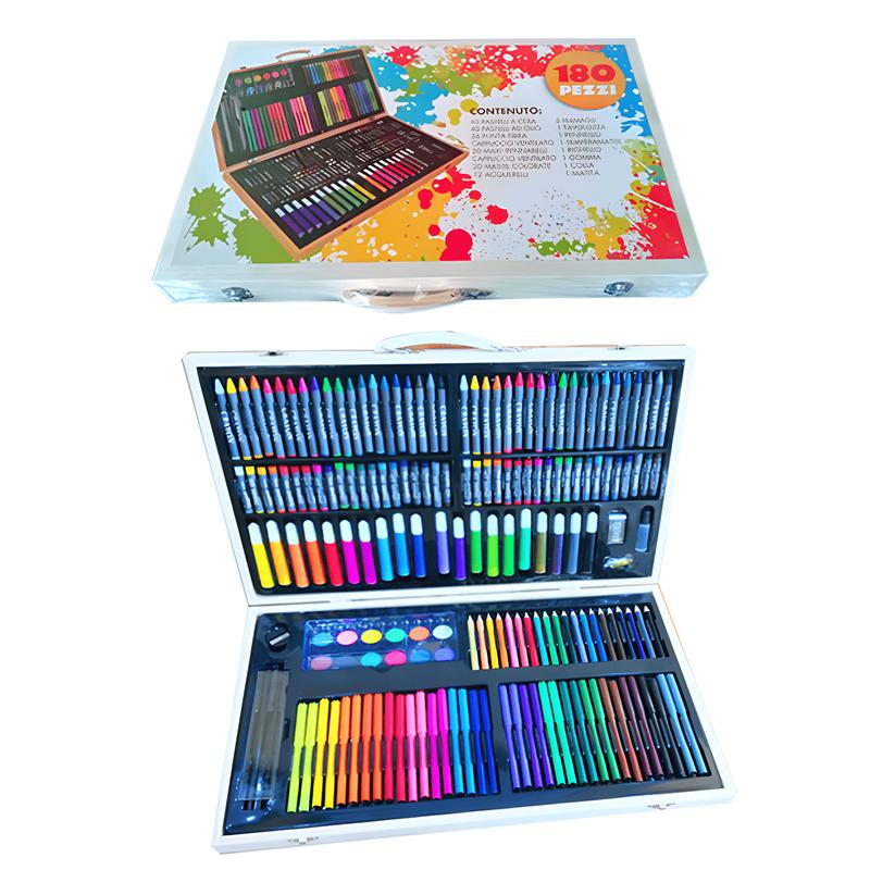 RLS 180pc Deluxe Wooden Colourful portable art colouring paint pen set for Boys and Girls 3