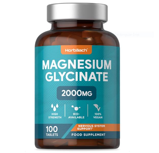 2000mg Magnesium Glycinate Supplement - 100 Vegan Tablets - High Strength - Dietary, Healthcare 0