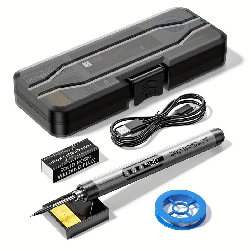 1pc Mini Cordless Soldering Iron Kit with Digital Display, 3 Temperature Settings, USB Rechargeable Portable Soldering Tool for Home Appliance Repair, Jewelry Crafting, DIY Projects - Plastic, Orange & Dark Grey, Compatible with PC 1