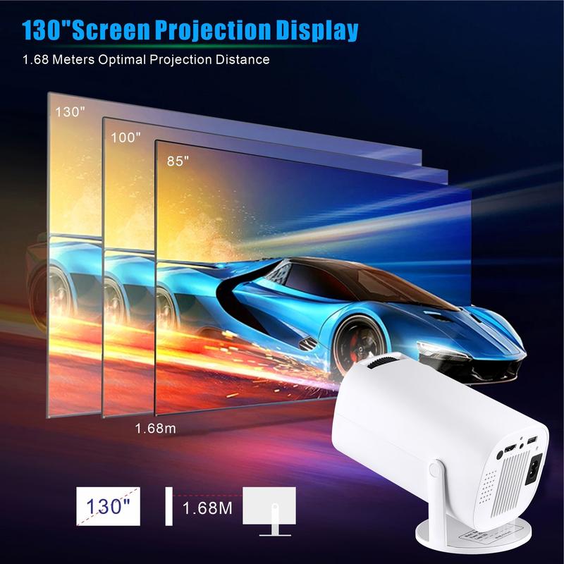 Portable 4K Mini Projector - Wireless 2.4/5G WiFi, BT 5.0, Android 11, Auto Keystone, 180° Rotation - Compact Home Theater for Movies, Gaming, and Entertainment Audio 2