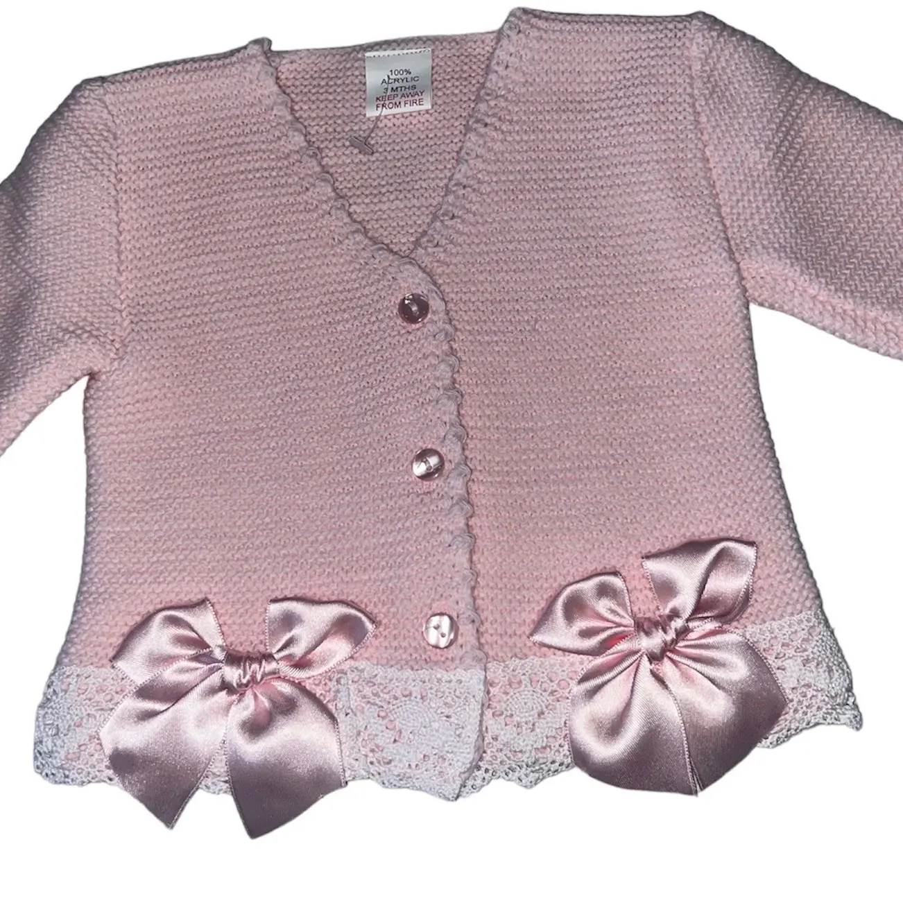 Baby girls pink bow cardigan