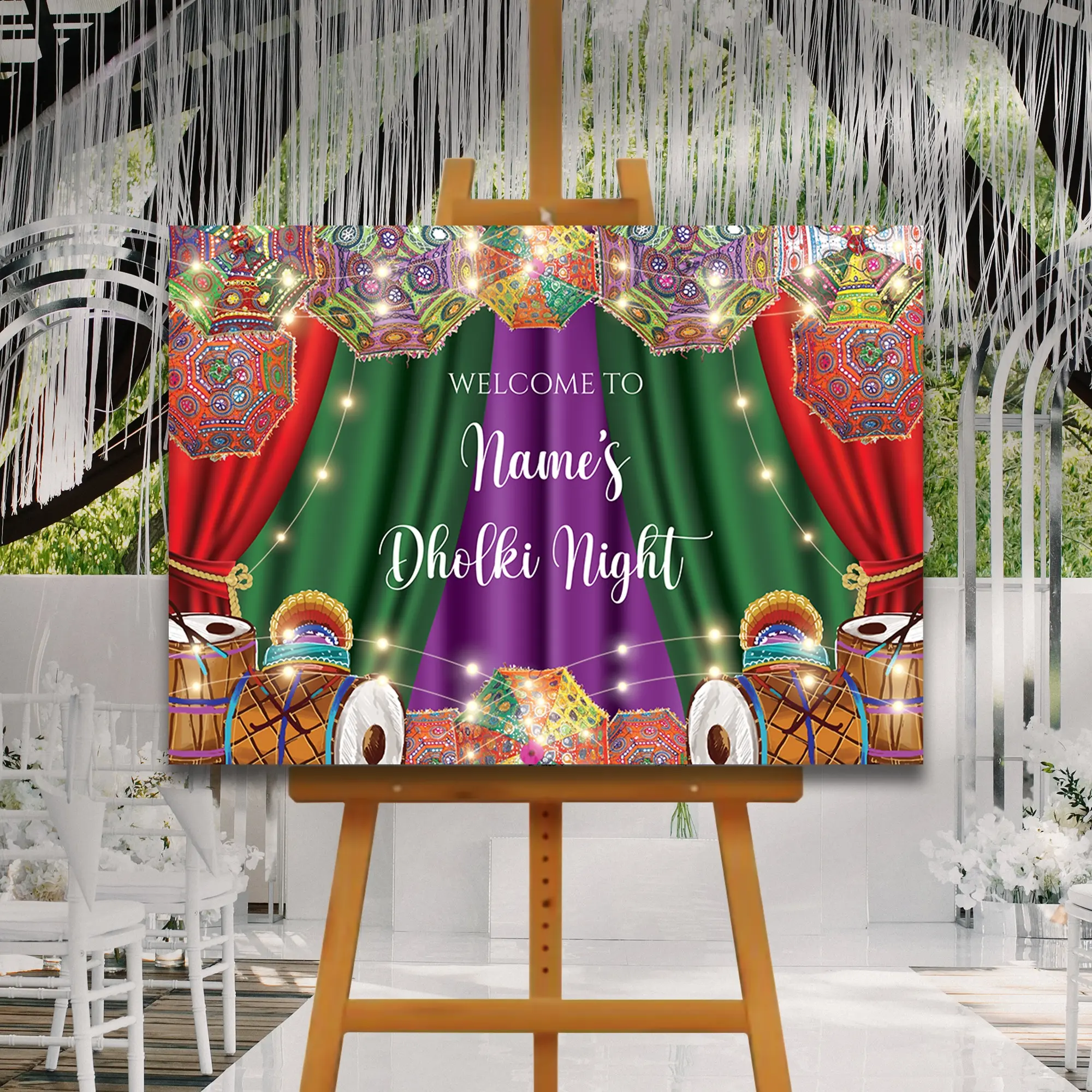 Dholki Welcome Sign, A1, A2, A3 or A4, Pakistani Wedding, Dholak Night, Muslim Dholak Welcome Sign, Punjabi Dholki Sign, Mehndi Welcome Sign