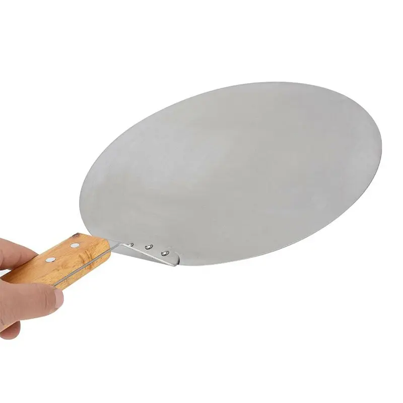 12Inch Stainless Steel Pizza Paddle Peel Bakers BBQ Oven Tray Wooden Handle UK 8