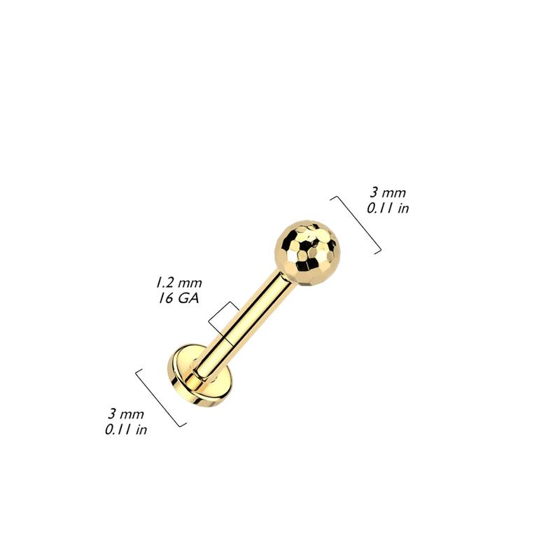 Gold Titanium Labret: Ball End, 16GA/18GA, 8mm 1