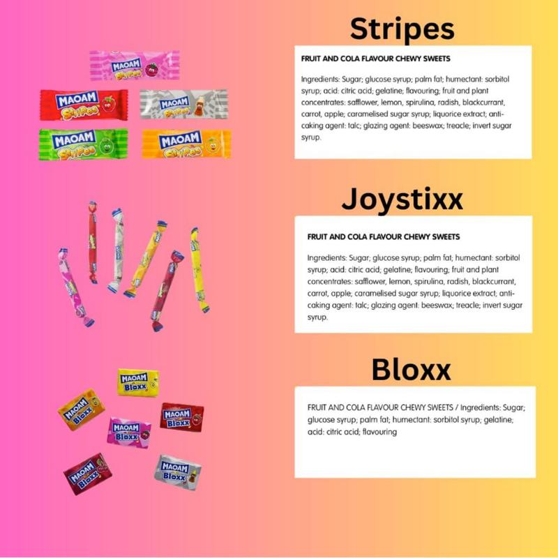 Maoam Sweets | 40 Piece Letterbox Sweets Gift Box | Maoam Stixx, Bloxx & Stripes Chewy Fruity Sweets Selection | Ideal for Birthdays, Thank You Gifts & Treat Boxes 4