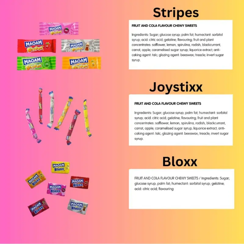 Maoam Sweets | 40 Piece Letterbox Sweets Gift Box | Maoam Stixx, Bloxx & Stripes Chewy Fruity Sweets Selection | Ideal for Birthdays, Thank You Gifts & Treat Boxes 3