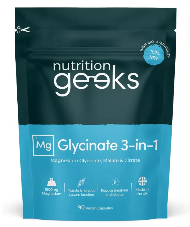 UK Made Magnesium Glycinate 3-in-1 Complex - 1800mg Supplements, 90 Vegan Capsules, Triple High Absorption, 384mg Elemental - Healthcare, Vitamin Muscle Fitness Pack glycinate magnesium Dietary Mineral