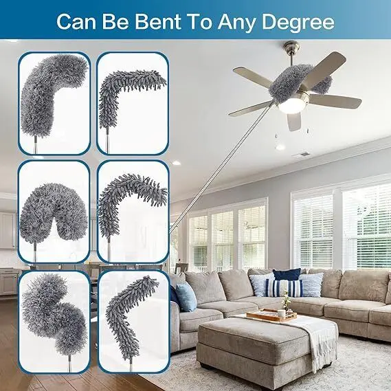 Extendable Feather Duster Microfiber Duster with Long Telescopic Extension Pole 2