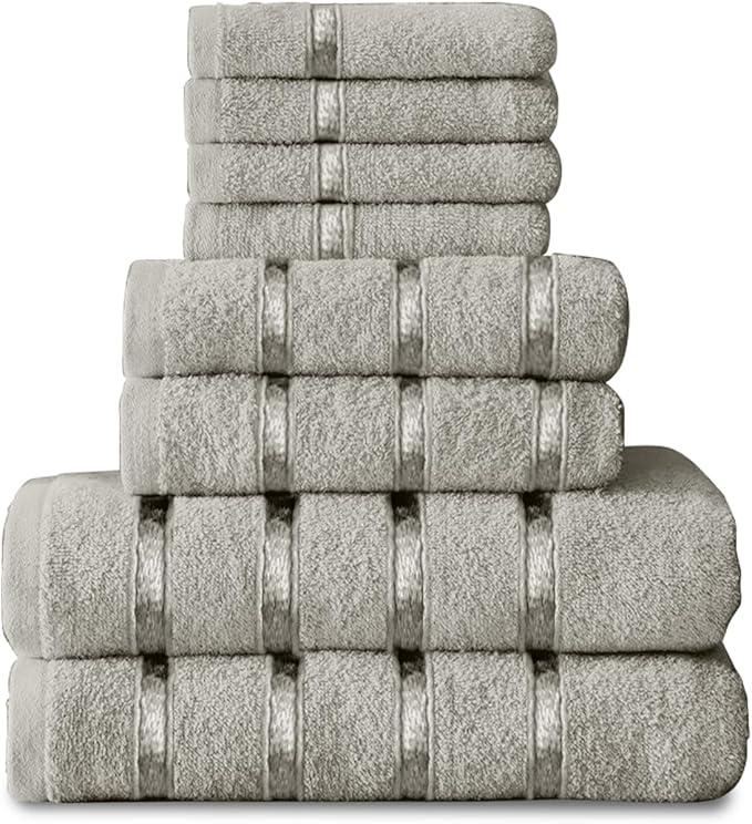 Luxury Egyptian Cotton Towel Set - 8 Piece Bale for Face, Hand, and Bath - Soft and Absorbent Unisex 0