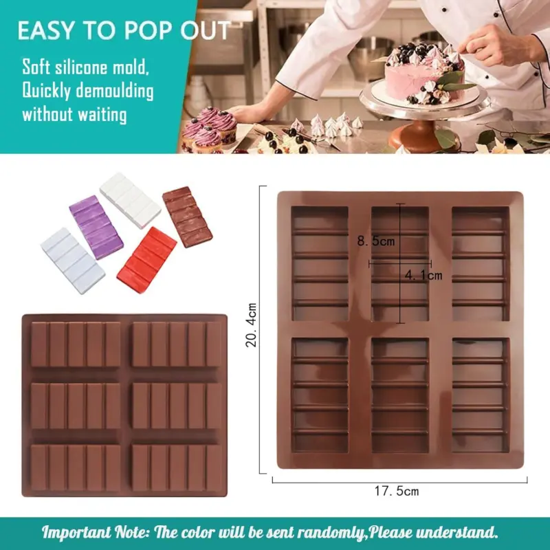 🌙 [2-3 days delivery]. 🌙 High - Quality Silicone Chocolate Bar Mould: Sectional Snap Design for Making Rectangle Wax Melts & Candies 5