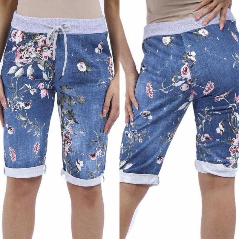 Women Summer Shorts Floral Print Italians Magic Turn Up Cotton Drawstrings Cotton Shorts pockets 8-22 Womenswear Comfortable Bottom 3