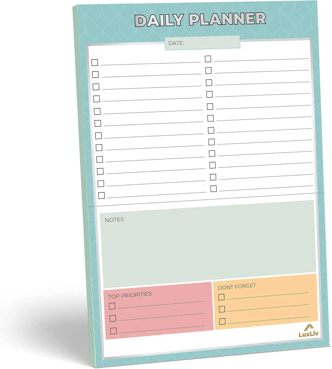 LuxLiv  Daily Planner Notepad & To do List Memo Pad with fridge magnets - 50 Sheets - Productivity Organiser To Do List for University Students, Home & Office Stationary Study