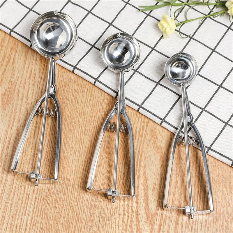 4/6cm Cake Mechanical Cookie Dough Ice Cream Scoop Stainless Steel Spoon UK 4
