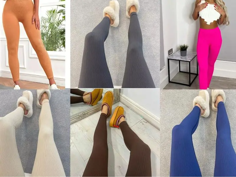 House Of Aliya Women's Ladies High Waisted Thick Stretch Rib Leggings (Many Colours) Comfortable