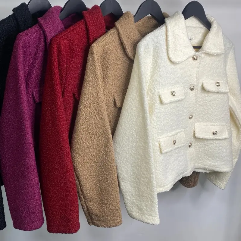 Olivia Teddy Bear Gold Button Jacket, Cozy and Cute - Womenswear fashion coat 1