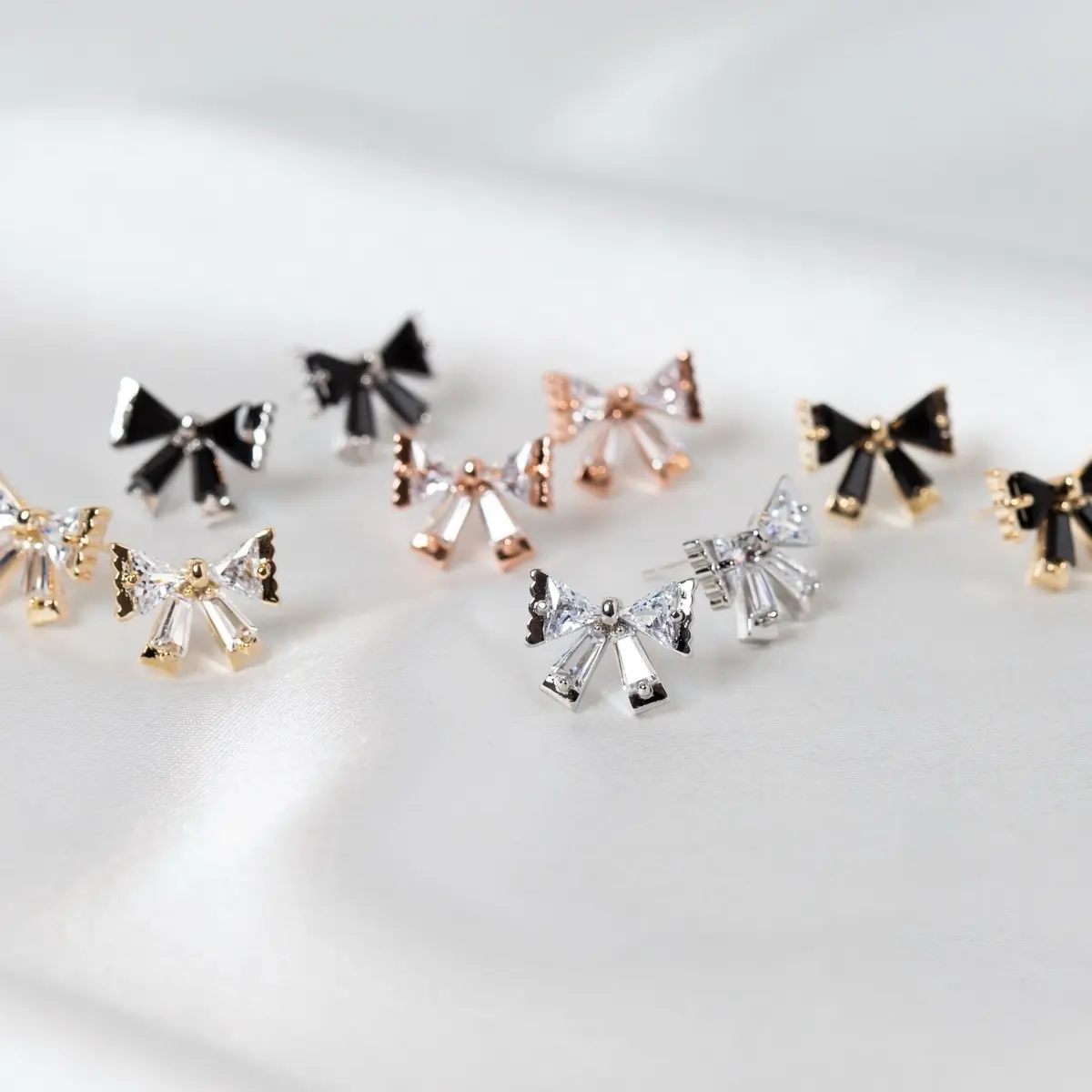 Farrow Low Dainty Bow Crystal Stud Earrings for Women - Perfect for Any Occasion - In 5 Colours