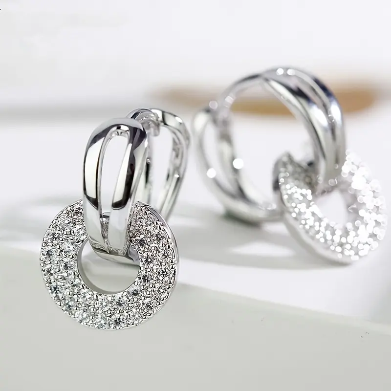 [Zirconia Earrings With Design Fashion] High-end Fashion Female Round zirconia Earrings With Design Ear Accessories 2