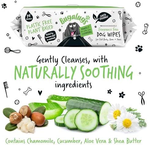 100% Plastic Free Biodegradable Dog Wipes - Full Body, Eye, Ear, Bum & Paws - 110 Count (Fragrance Free) for Sensitive Dog & Cat Grooming 6