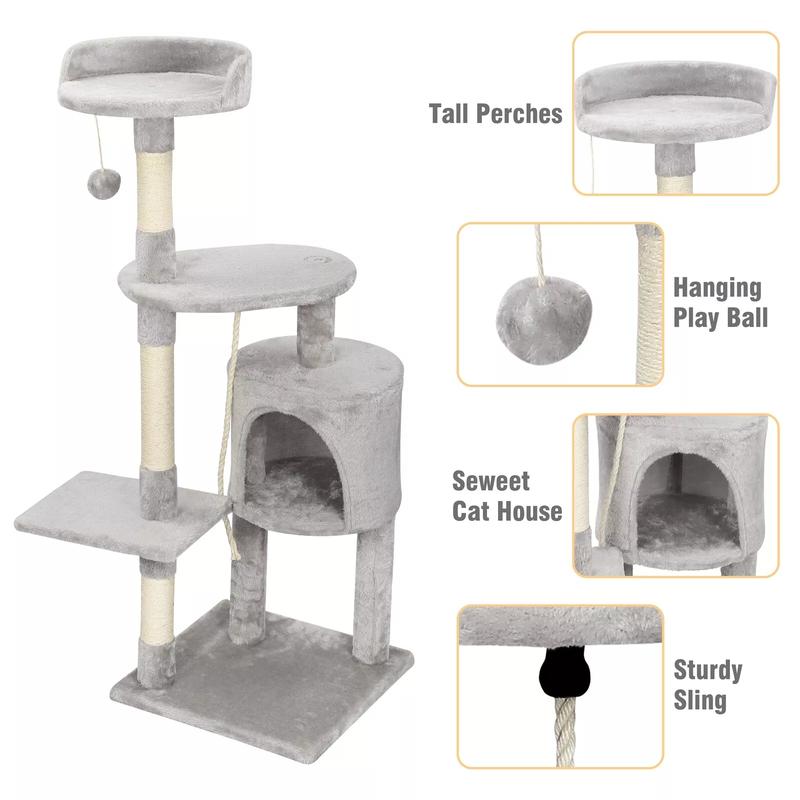 Large climbing tower kitten scratching board 4-layer cat tree activity toy UK 1