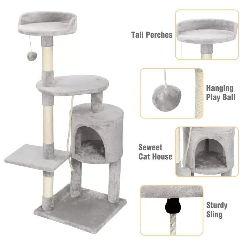 Large climbing tower kitten scratching board 4-layer cat tree activity toy UK 1