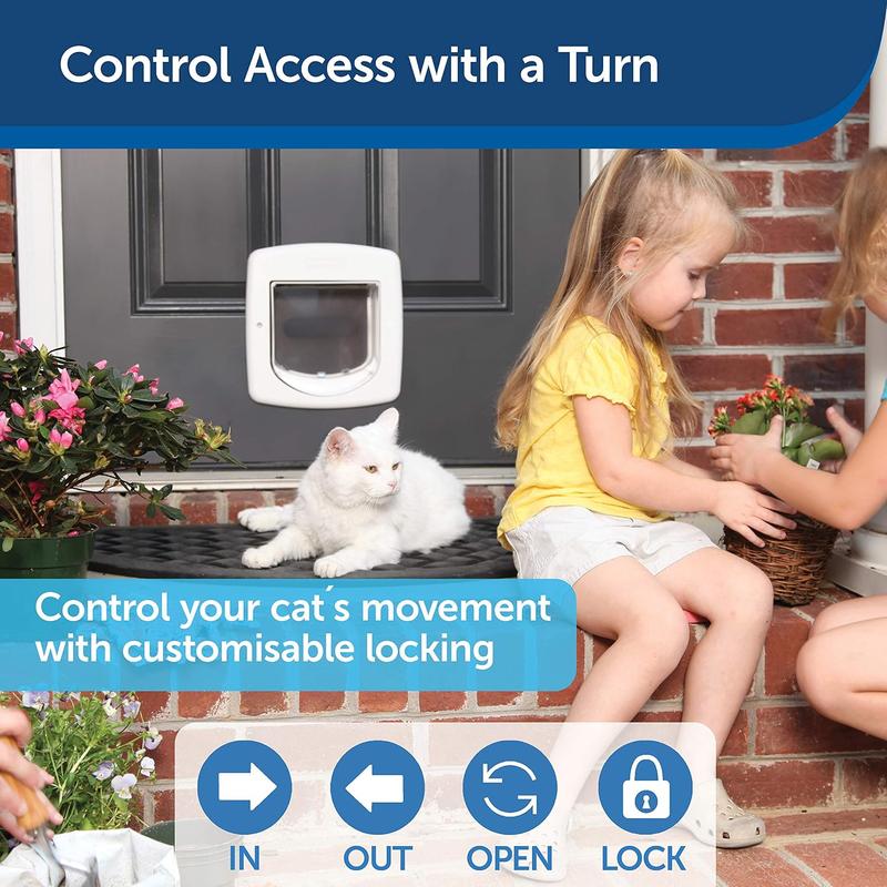 PetSafe, Deluxe Magnetic Cat Flap, Selective Entry, 4 Way Locking, White 5