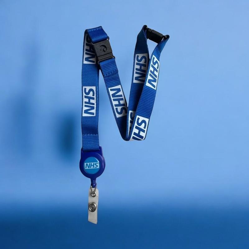 20mm NHS Blue Badge Reel Lanyard + Triple Safety Breakaway Ft 0