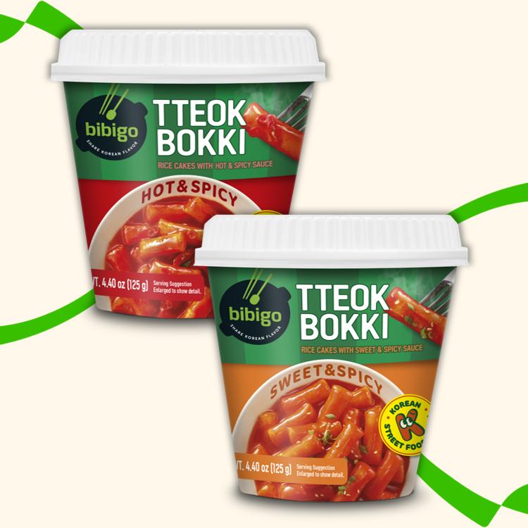 bibigo Variety Cup Bundle Tteokbokki Rice Cake - x2 Cups, SWEET & Spicy Sauce 125g x1, HOT & Spicy Sauce 125g x1 - Authentic Korean Street Food Instant Chewy Snack Topokki Tteokbokki toppoki 5