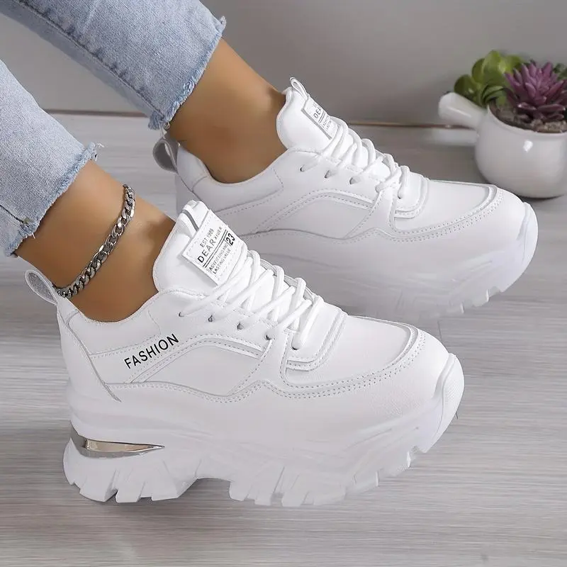 Women's Platform Sneakers, Fashion Lace Up Outdoor Shoes, Comfortable Low Top Sport Shoes