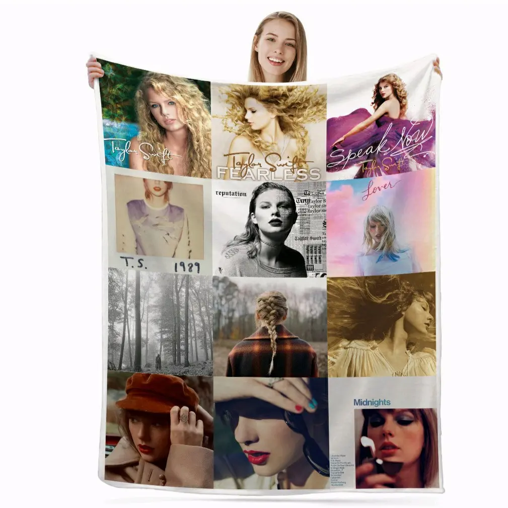 Taylor Swift Throw Blanket Flange Fleece Soft 150x110 & FREE 1 CUSHION COVER NEW