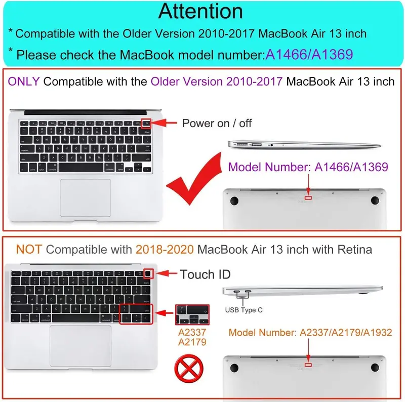 Crystal Clear Case for MacBook Air 13 inch (2010-2017) - Polycarbonate Hard Shell Cover for MacBook Air M1 A2337/A2179/A1932 1