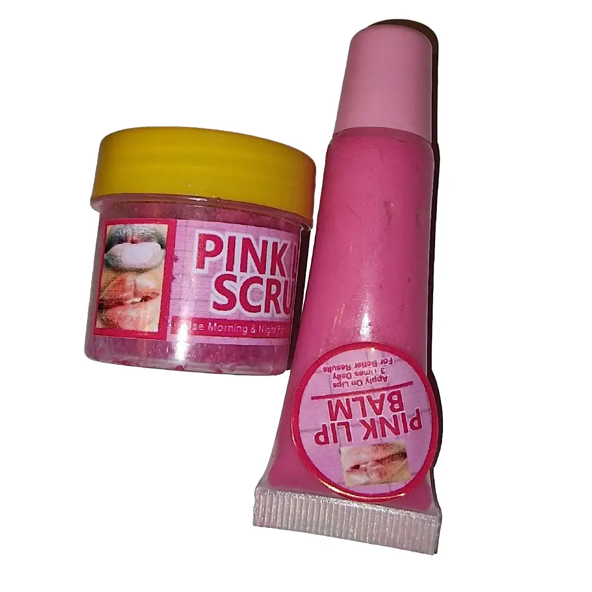 Pink Lips cream / Balm and Scrub Set - Moisturizing Lip Care Kit for Soft and Smooth Lips - Skincare, Moisture