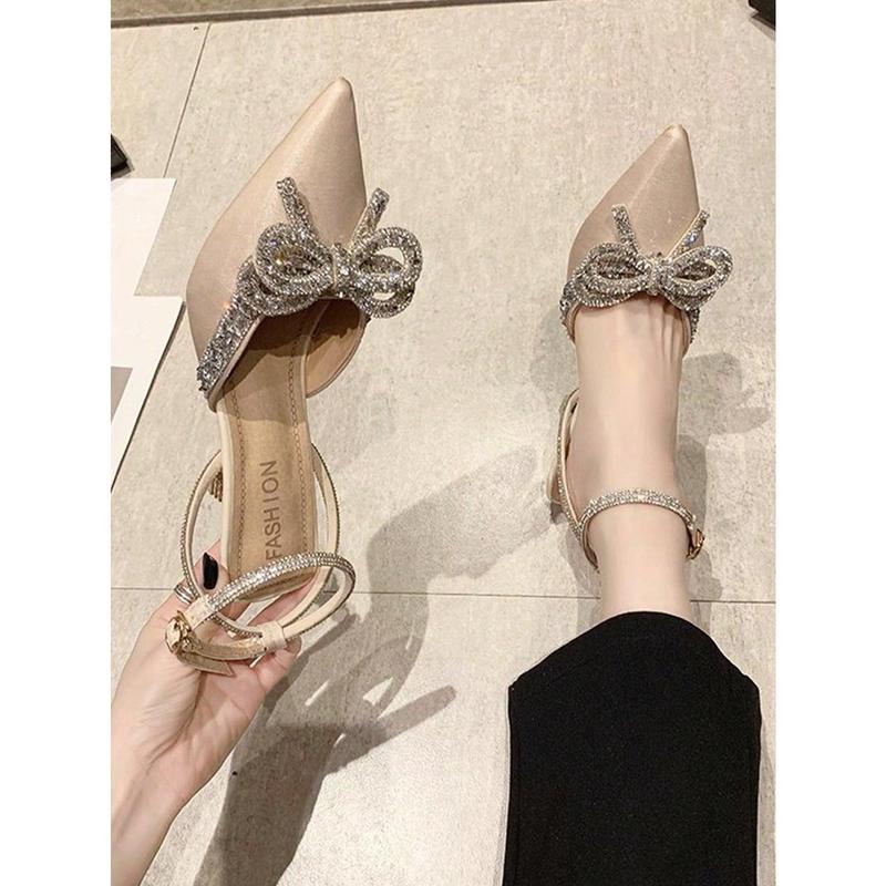 2025 Women's Elegant High Heel Shoes With Bow Decoration With Dress Cheer Footwear Summer 4