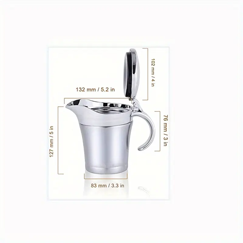 Double insulated gravy boat - stainless steel saucer with hinged lid, ideal for Thanksgiving gravy or cream (450 ml /16 oz) 3